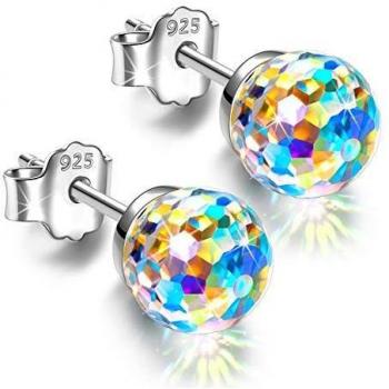 Alex Perry Pendiente de plata 925 regalos para mujeres cristales tachuelas para niñas de aurora boreal día de San Valentín Navidad día de la madre regalos para mamá regalos de cumpleaños