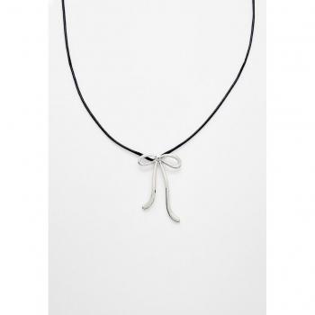 Grey Bow Tie Cord Necklace OS