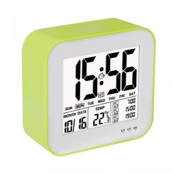 VADIV Reloj Despertador Digital Gran Pantalla LCD 3 Alarmas Retro-Iluminación Inteligente con Fecha Indicador de Temperatura Calendario y Luz de Noche USB Recargable CL04-Verde