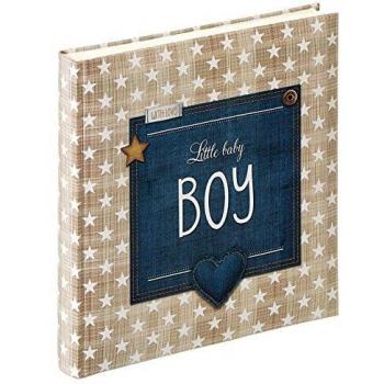Álbum para Bebé Little Baby Boy - 28x30,5 cm, 50 Páginas Blancas, Encuadernado con Cubierta Laminada Azul