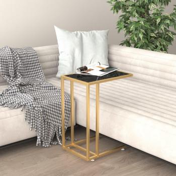 Mesita de ordenador vidrio 50x35x65cm dorado y transparente, dorado y negro, dorado y negro mármol, mesa de sofá, mesa de entrada para salón, consola de entrada, mueble recibidor, mesita