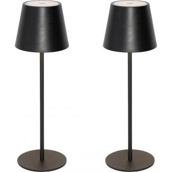 Set de 2 lámparas de mesa negras recargables con atenuador - Murdock