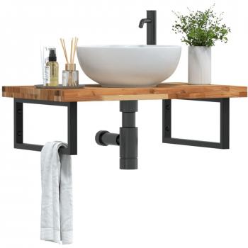 Estante de lavabo de pared acero y madera maciza de acacia Vidaxl Marrón