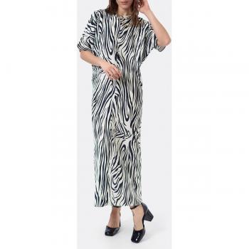 Vestido largo de mujer en poliéster con estampado de cebra