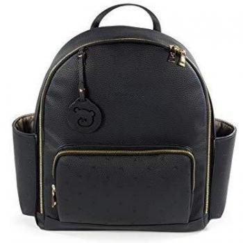 Pasito a Pasito. Mochila London. Bolsa Pañalera Amplia para Silla de Paseo. Diseño Cómodo y Versátil con Asas Cortas para Colgar del Cochecito o Correas para Llevar a la Espalda. Color Negro