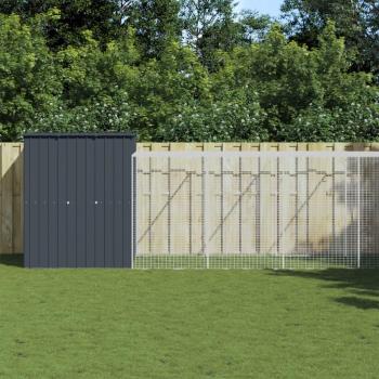 vidaXL Galvanized Steel Chicken Coop with Run - Anthracite 65x500.4x71.3