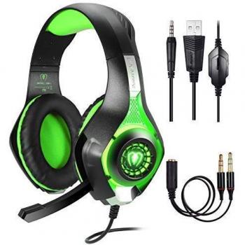 Cascos Gaming PS4 PC Xbox One, Gaming Auriculares con Microfono, Samoleus Headset Cascos Gamer con Jack 3.5mm con Playstation 4, Nueva Xbox One, PS4, Nintendo Switch, Laptop