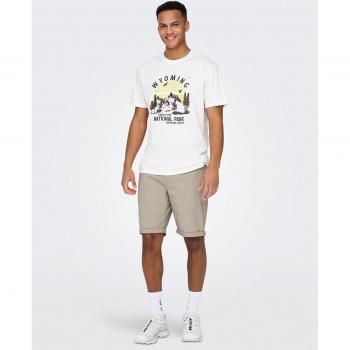 Pantalón Bermuda Chino Regular Fit Beige para Hombre ONLY & SONS