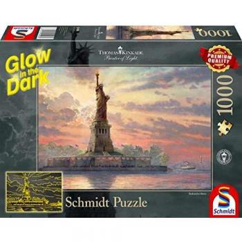 Thomas Kinkade Glow in the Dark Puzzle - Statue of Liberty at Twilight, 1000 Pieces