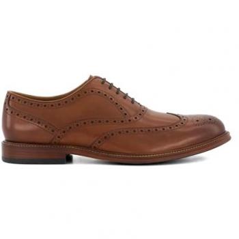Dune London Men's Tan Leather Wing-Tip Brogues Size 7