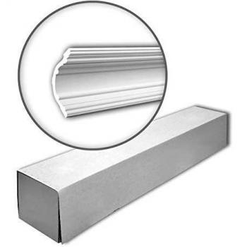 Caja de 6 piezas de cornisa decorativa blanca, 12 m, pretratada