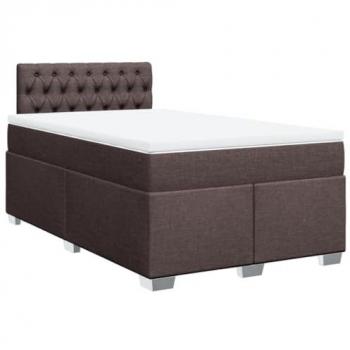 Cama box spring con colchón tela marrón oscuro 120x200 cm