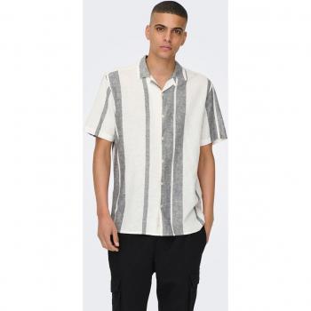 Camisa hombre ONSCAIDEN SS STRIPE LINEN RESORT SHIRT