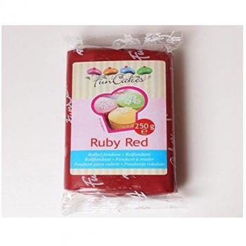 FunCakes Fondant Rojo Rubí: Fácil de Usar, Suave, Flexible, Suave y Flexible, Perfecto para Decorar Pasteles, Halal, Kosher y Libre de Gluten. 250 gr