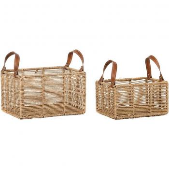 Juego de Cestas DKD Home Decor Metal Cuerda Boho (36 x 27 x 33 cm) (36 x 27 x 20 cm)