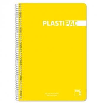 Cuaderno Plastipac Pacsa Folio 80 Hojas Cuadrícula 4x4 90g Tapas Polipropileno Amarillo