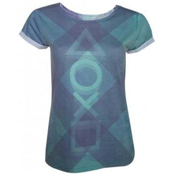 Camiseta Gris Mujer Botones de Mando Playstation Talla XL