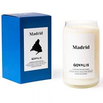 Vela Perfumada GOVALIS Madrid 500 g - Cera de Soja 100% Natural, 100 Horas de duración, Vela Aromática Grande en Vaso, Vegana, Olor a Madera, Regalos