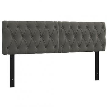 Cabeceros 2 unidades terciopelo gris oscuro 72x7x78/88 cm