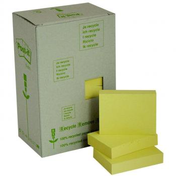 Post-it Notas Adhesivas Recicladas en Torre, 38 x 51 mm, Amarillo, 24 Blocs
