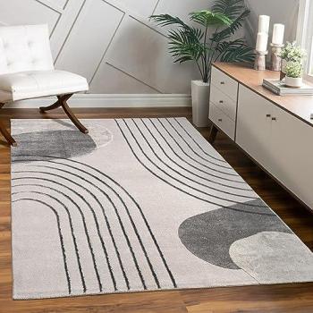 Alfombra Salon Geométrica 3D Motivo Abstracto, Pelo Corto, Diseño Moderno, Tamaño 160x230 cm, Color Gris