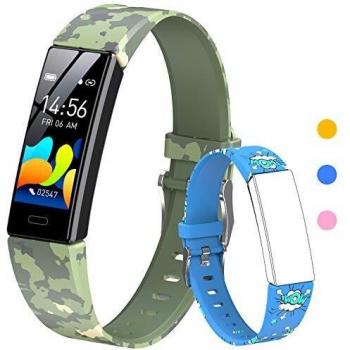 HOFIT Pulsera Actividad para Niños, Reloj Inteligente con Podómetros, Monitor de Frecuencia Cardíaca y Sueño, Cronómetro, Ip68 Resistente Pulsera Deportiva, Smartwatch con 2 Pulseras