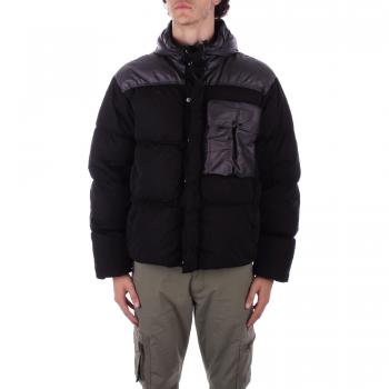 C.P. Company Men's Black Eco Chrome-R Mixed Goggle Down Winter Jacket, Size M