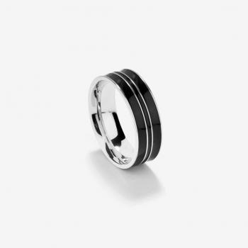 Anillo de Hombre Nogueiras de Acero Plateado Talla 18, Diseño Radiant