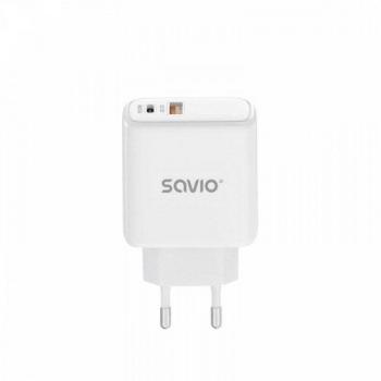 Cargador Rápido USB Tipo A y C Savio LA-06 30W con Power Delivery 3.0