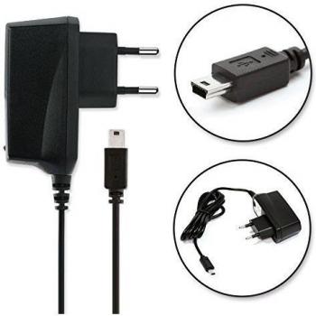 subtel® Cargador Mini USB Compatible con GPS ViaMichelin Navigation X-930 / X-950 / X-950T, Cable de Carga 1A / 1000mA de navegador SatNav, Fuente de Alimentación, Adaptador CA