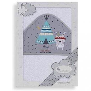 Interbaby 01202-18 - Capa de baño TIPI OSO blanco y gris, unisex