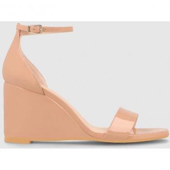 Lodi - Sandalias de cuña alta de mujer en charol color nude