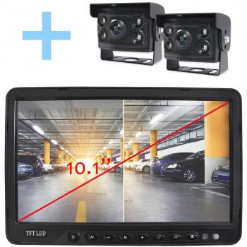 Yatek Sistema de visión Trasera y Marcha atrás Tipo de vehículos, Pantalla de 10,1 LCD, Incluye 2 cámaras de Grado Angular 170º con visión Nocturna