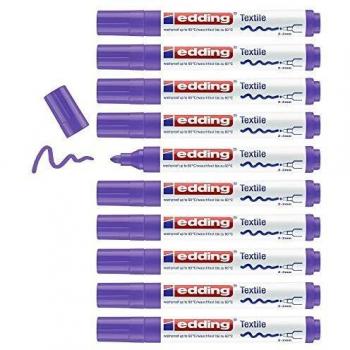 Edding 4500 marcador textil - violeta neón - caja de 10 - punta redonda de 2-3 mm - rotuladores textiles permanentes para dibujar y caligrafiar sobre tejidos, resistentes a lavados de hasta 60 °C