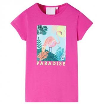 Camiseta Infantil Rosa Oscuro 116, Manga Corta, Top para Niñas