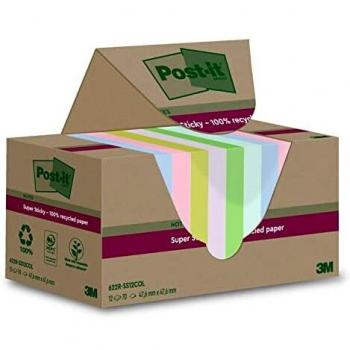 Post-it Super Sticky 100% Recycled Notes Canary Yellow 47.6 x 47.6 mm, 70 Sheets Per Pad (Pack of 12)