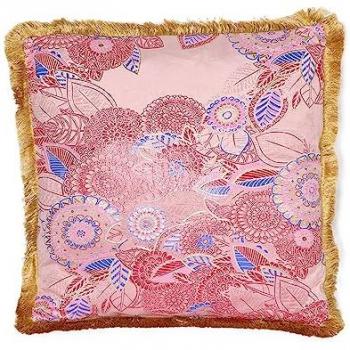 Cojín Rosa con Flecos 45x45 cm y Relleno de 400 gr - Huelva, Material Poliéster