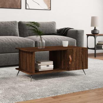Mesa de centro madera contrachapada 90x50x40 cm en Blanco, Negro y Roble Marrón - Mesita de Salón o Comedor o Auxiliar Mesa de Café