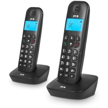 Teléfono Inalámbrico SPC Air Pro Duo 7302N Pack DUO Identificación de Llamadas Manos Libres Función Mute Pantalla Iluminada Agenda 20 Contactos 10 Melodías Negro