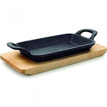 Lacor 25874 - Mini plancha grill lisa rectangular magma 22.5 x 10 x 2.5 cm hierro fundido, color negro