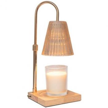 Lámpara Calentador de Velas Flamingueo con Temporizador y Regulador de Intensidad, Tulipa de Cristal (vela no incluida)