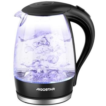 Hervidor Eléctrico de Cristal 1.7L con Iluminación LED, 2200W, Libre de BPA y Protección Contra Ebullición en Seco