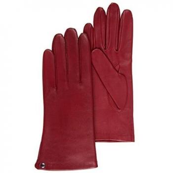Guantes de cuero para mujer Isotoner, forrados en seda, color rojo, talla 7.5 (M)