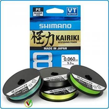 SHIMANO Kairiki 8, 300 Meter, 0.190 mm/12.0 kg, Línea de Pesca Trenzada, 59Wpla68R24