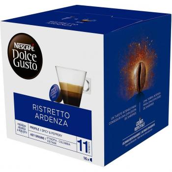 Café Ristretto Ardenza Premium NESCAFÉ DOLCE GUSTO - Estuche 16 cápsulas, mezcla de arábica y robusta de Etiopía, Colombia y Vietnam, intensidad 11