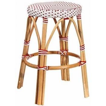 Taburete de diseño de rattan trenzado rojo vintage para cocina France - LOLAhome