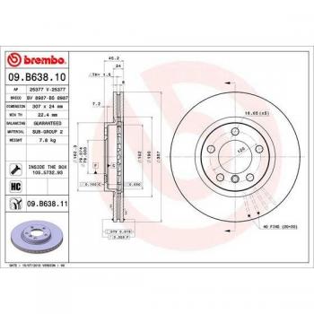 Discos de Freno Brembo Barnizado para Eje Delantero 09.B638.11
