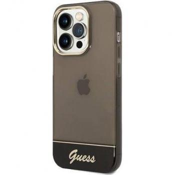 Funda Guess Rígida Translúcida para Apple iPhone 14 Pro Color Negro con Logo Dorado