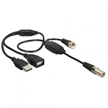 Cable Antena F macho a F macho con alimentación USB 5V, 0.22 m