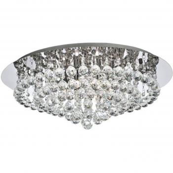 Plafón 8 bombillas Hanna altura 21 cm, en cromo y cristal